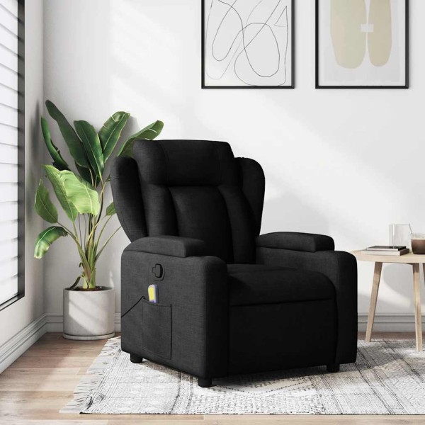 Massage reclining chair, black, fabric