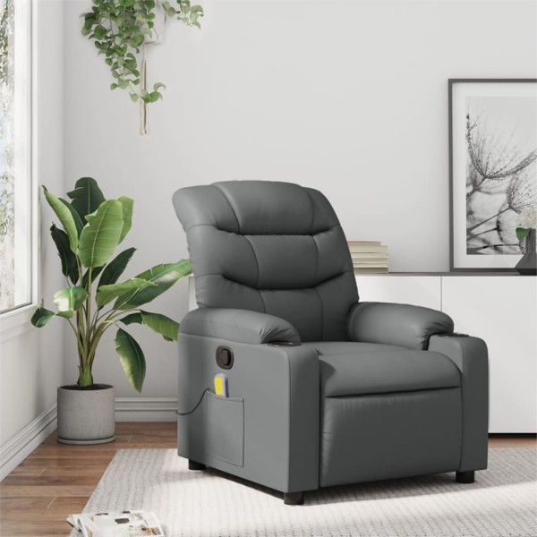 Massage reclining chair, gray, artificial leather