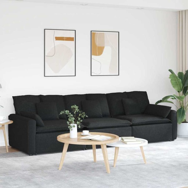 Modular sofa with cushions, black