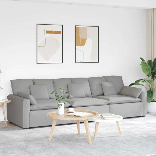Modular sofa with cushions, cloud gray