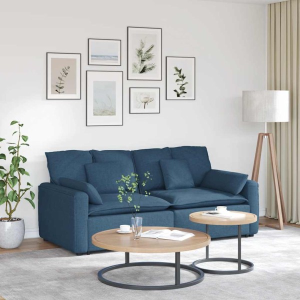 Modular sofa with cushions, blue