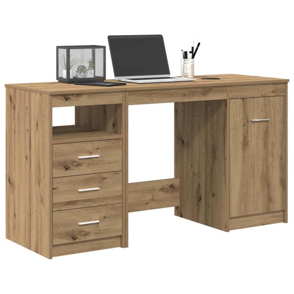 Desk with cabinet, imitation oak, engineered wood