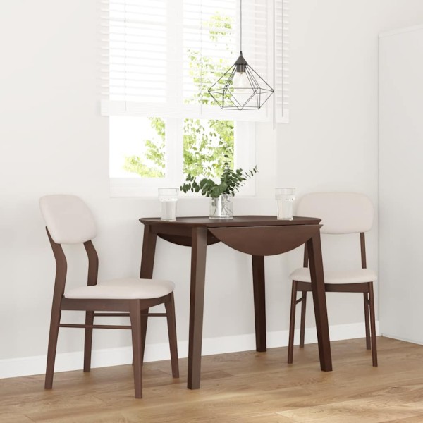 Dining chairs with cushions, 2 pcs., brown, solid wood, rubber