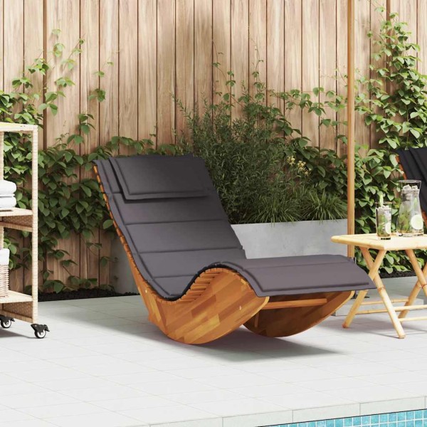 Swivel sun lounger with cushion, solid acacia