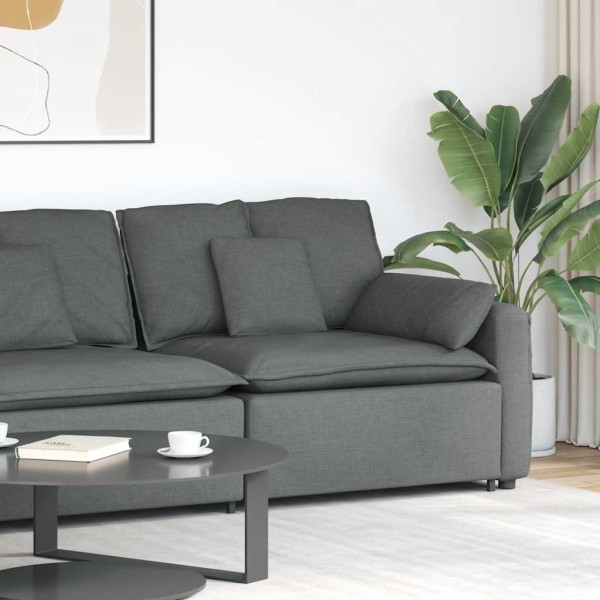 Modular sofa with armrests and cushions, dark grey, 100 cm