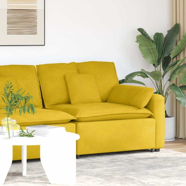 Modular sofa with armrests and cushions, yellow, 100 cm