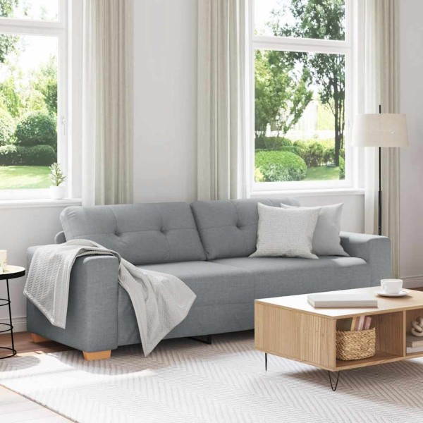 Three-seater sofa, light gray, 220x78x80 cm, fabric