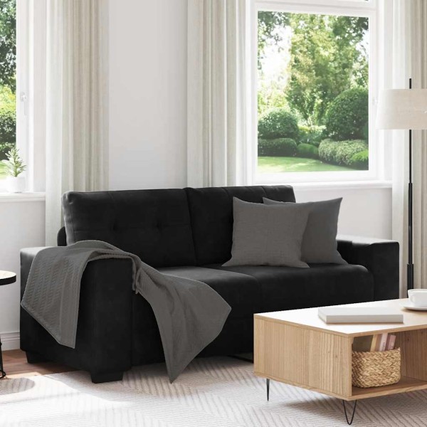 Double sofa, black, 180x77x82 cm, velvet