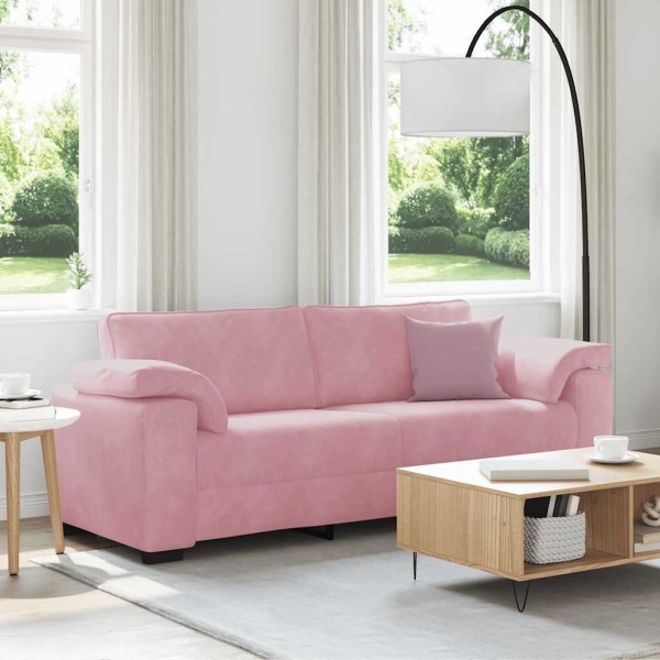 Three-seater sofa, pink, 220x77x82 cm, velvet
