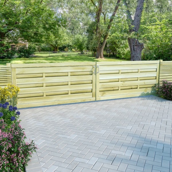 Garden gate, 2 pcs., green, 150x75cm, impregnated pine wood