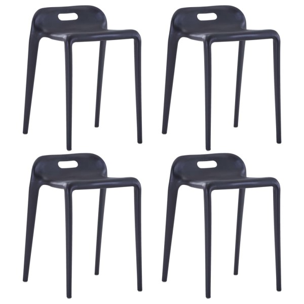 Stackable stools, 4 pcs., black, plastic