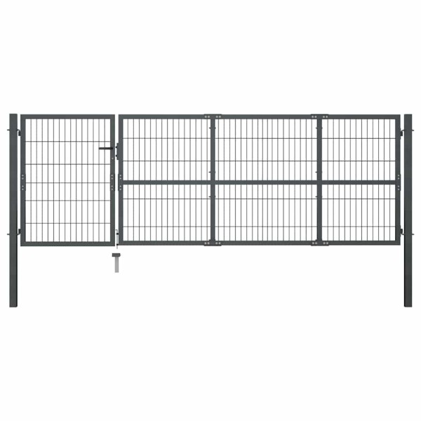 Garden gate with posts, steel, 350x100 cm, anthracite color