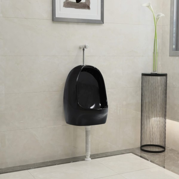 Suspended urinal with discharge valve, black col., ceramic