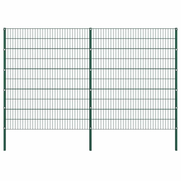 Fence plate with posts, iron, 349x200 cm, green