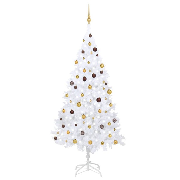 Artificial lighted Christmas tree with toys, white, 240cm