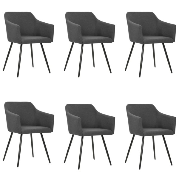 Dining room chairs, 6 pcs., dark gray, fabric