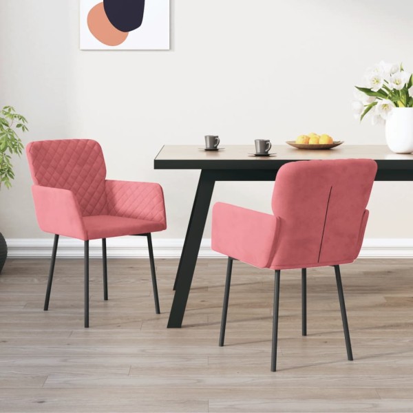 Dining room chairs, 2 pcs., pink, velvet
