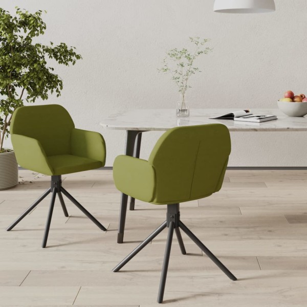 Swivel dining chairs, 2 pcs., light green, velvet