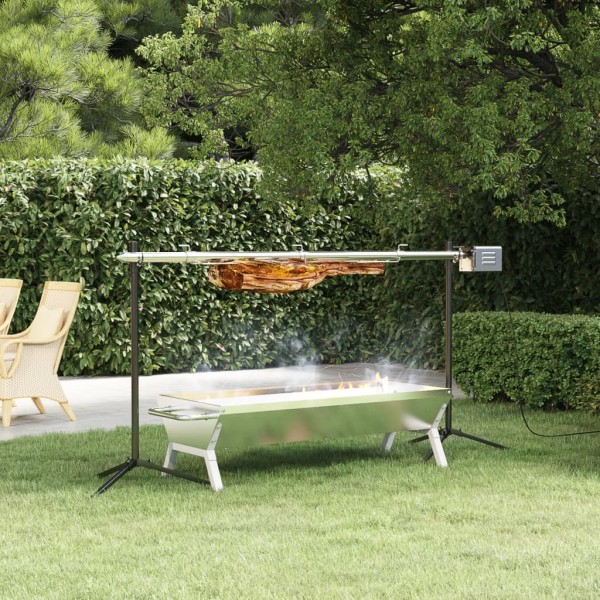 Automatic grill and tray set, stainless steel