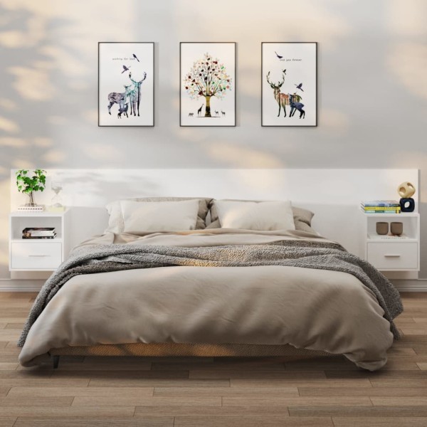 Wall-mounted bedside cabinets, 2 pcs., white