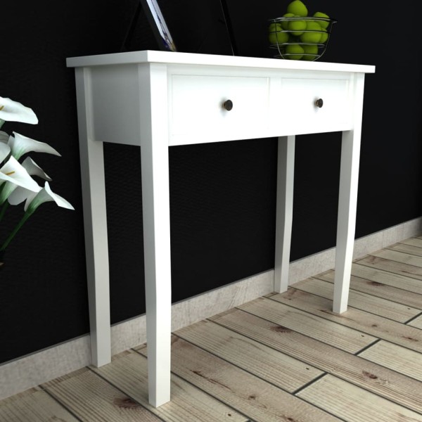 Cosmetic console table with two drawers, white