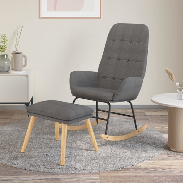 Rocking chair with footrest, light gray color, fabric