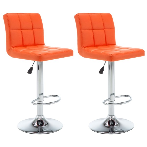 Bar stools, 2 pcs., orange color, artificial leather