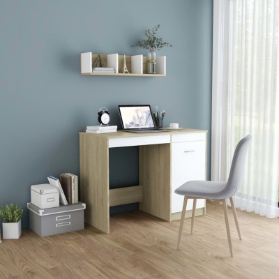 Desk, white and oak,...