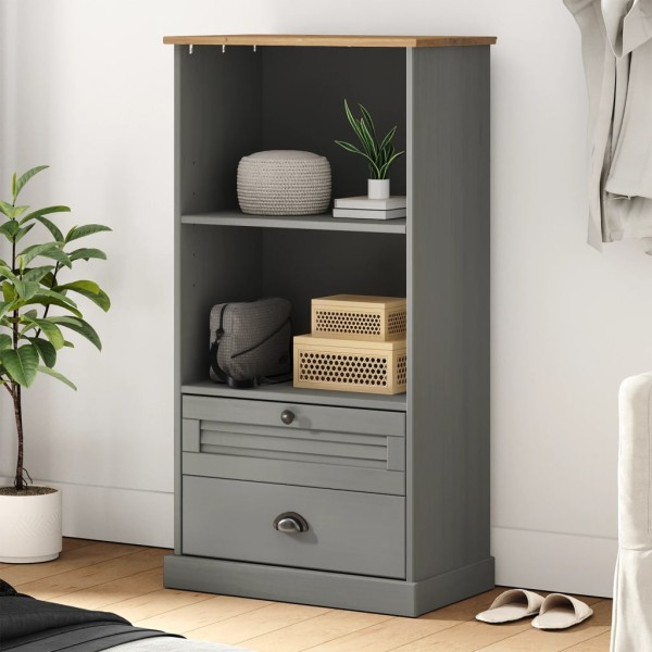 Bookcase VIGO, grey, 60x35x114.5cm, solid pine
