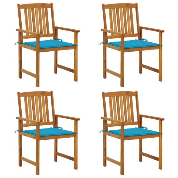 Garden chairs with cushions, 4 pcs., solid acacia wood