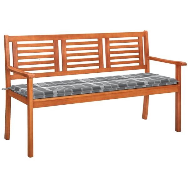 Three-seater garden bench with pillow, 150 cm, eucalyptus massif