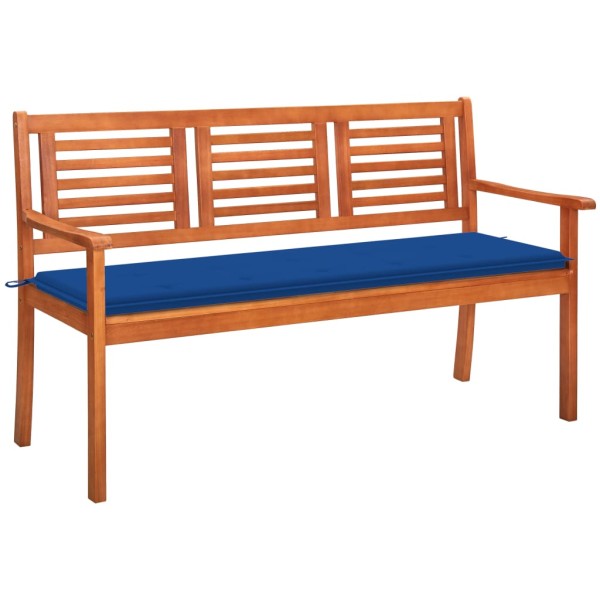 Three-seater garden bench with pillow, 150 cm, eucalyptus massif
