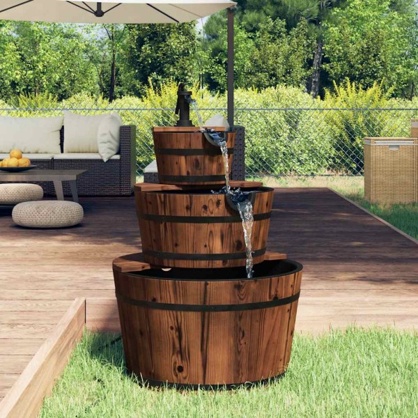 Water fountain with pump, 60x60x94cm, solid spruce