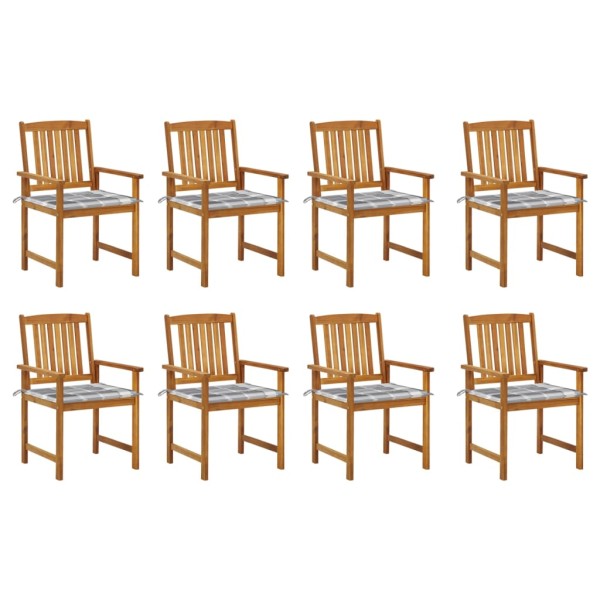 Garden chairs with cushions, 8 pcs., solid acacia wood