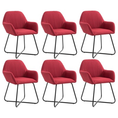 Dining chairs, 6 pcs., red...