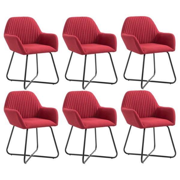 Dining chairs, 6 pcs., red wine color, fabric