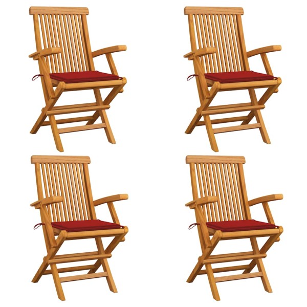 Garden chairs with cushions, 4 pcs., solid teak wood