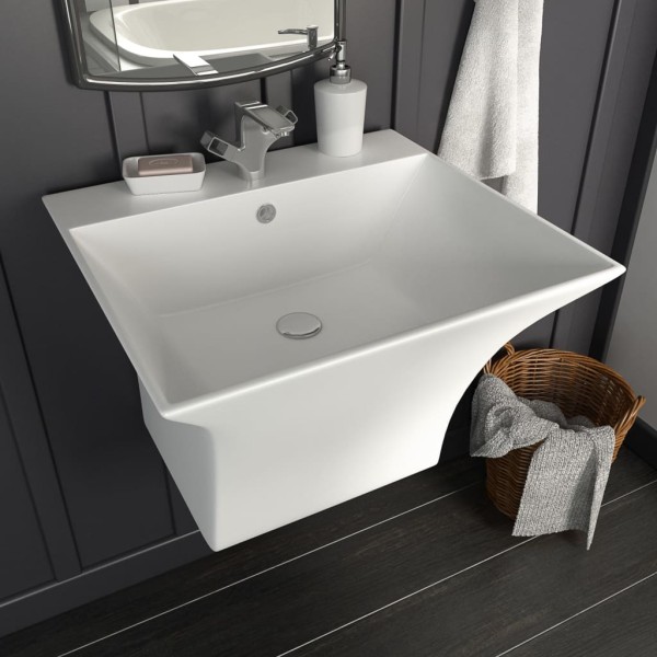 Mounted to the wall. washbasin, white, 500x450x410mm, ceramic