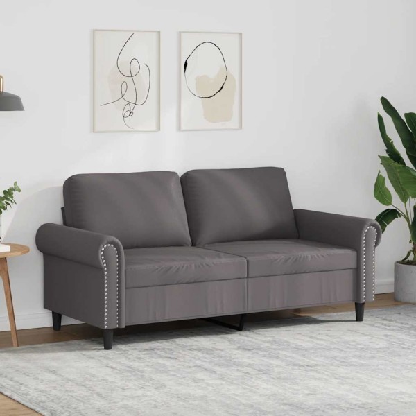 Dvivietė sofa, pilkos spalvos, 140cm, dirbtinė oda