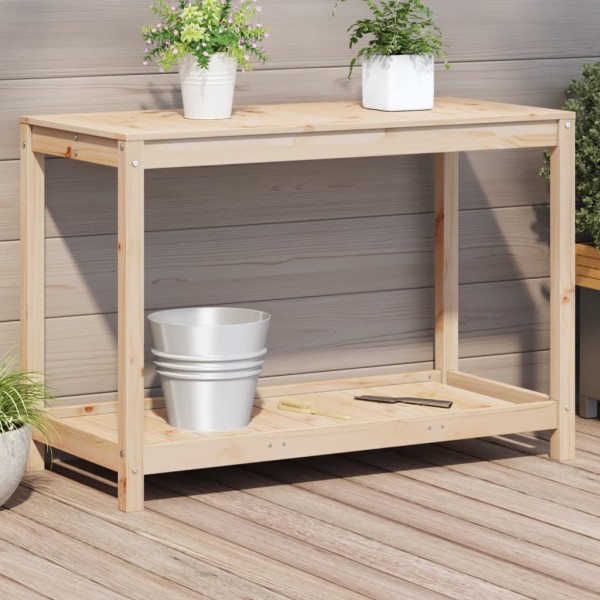 Planting table with shelf, 108x50x75cm, solid pine