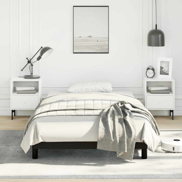 Bed frame without mattress, black, velvet king single