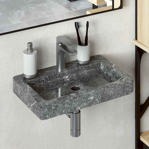 Wall-mounted washbasin, gray, 38x24x6.5cm, marble