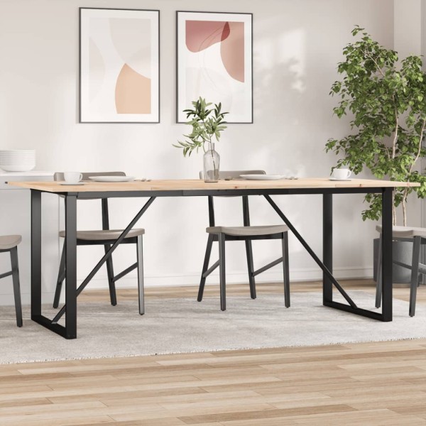 Dining table, 200x100x75cm, pine and steel, O-shaped frame