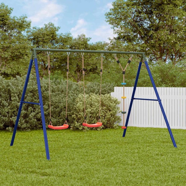 Outdoor swing set with swing and disc swing