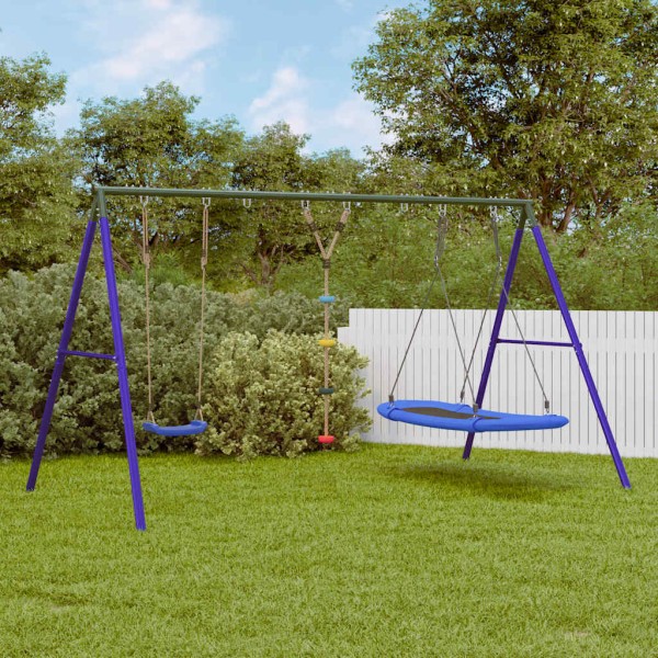 Outdoor swing set with swing and disc swing