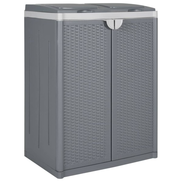 Trash can with 2 doors, gray, 65x45x88cm, PP