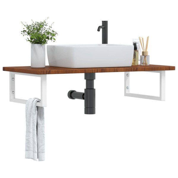 Washbasin shelf, steel and solid oak wood