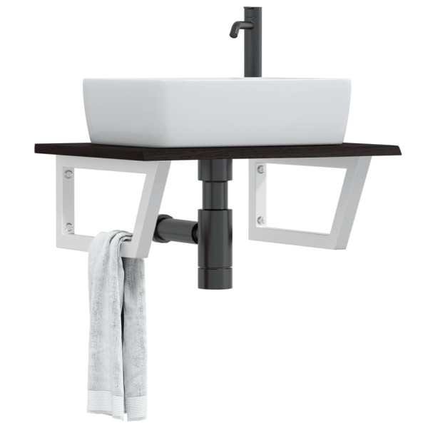 Washbasin shelf, steel and solid oak wood