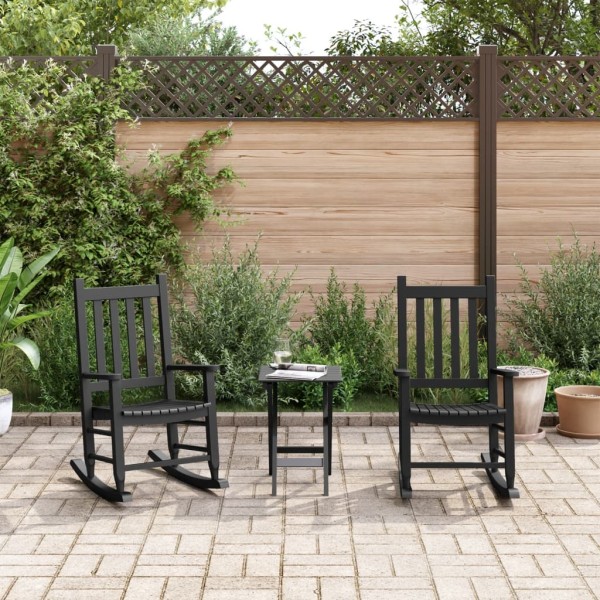 Rocking chairs for children, 2 pcs., black, solid poplar wood