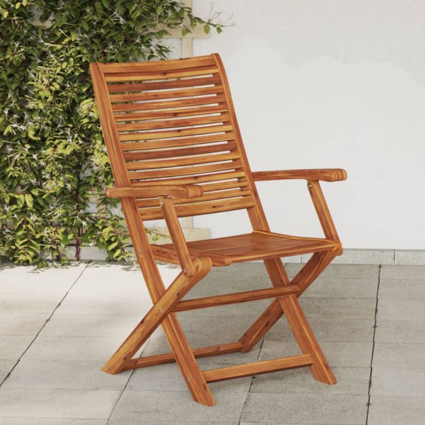 Folding garden chairs with armrests, 2 pcs., solid acacia